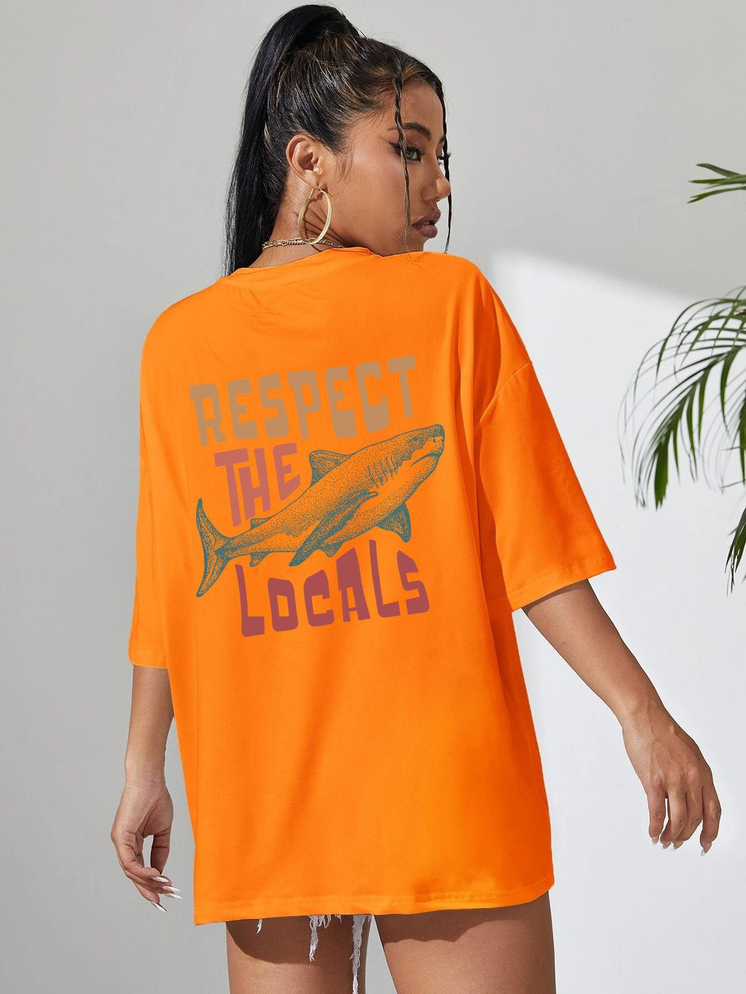 Respect The Locals Shark Tshirts Women Street Hip Hop Clothe