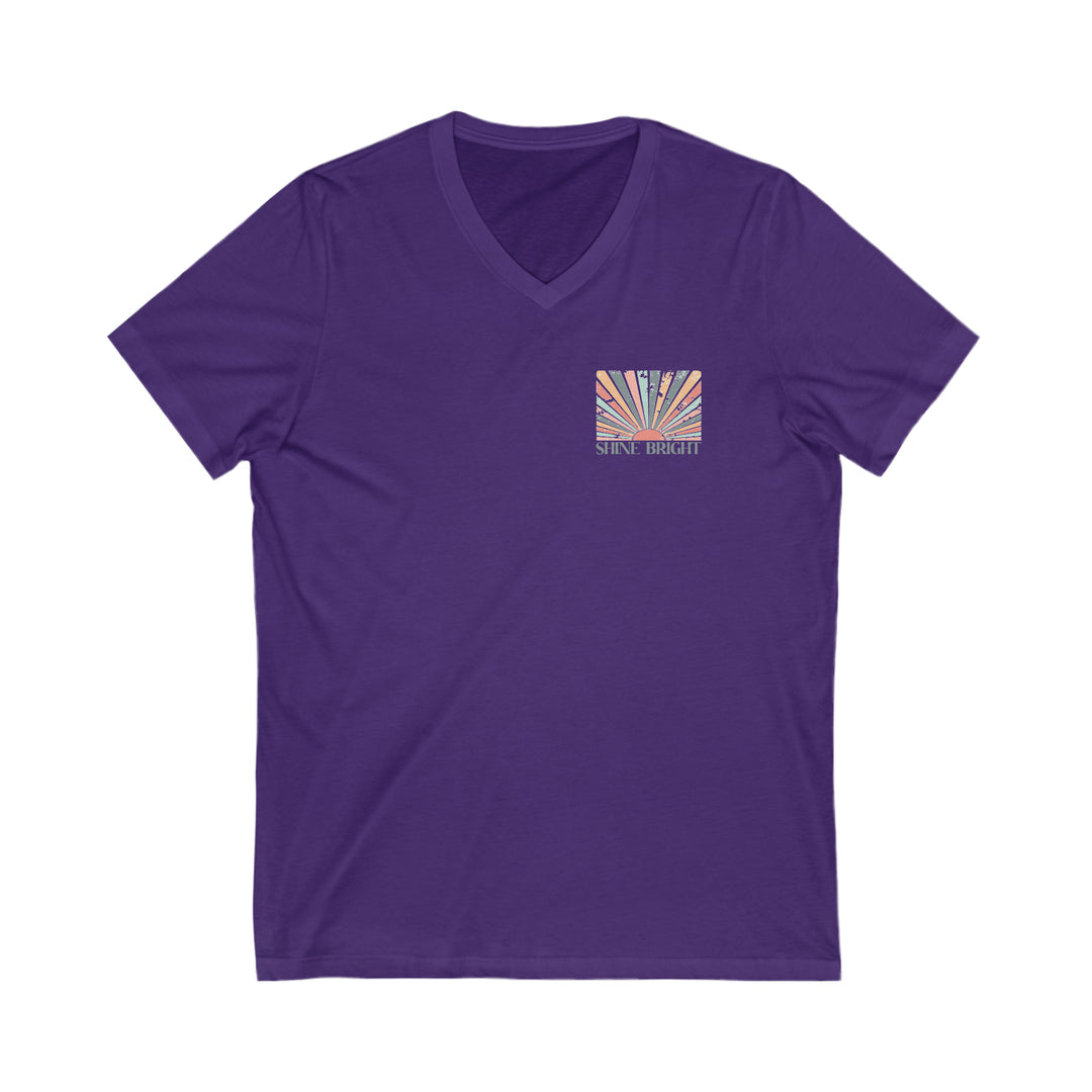 Shine Bright=Unisex Jersey Short Sleeve V-Neck Tee