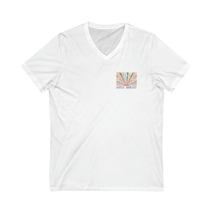 Shine Bright=Unisex Jersey Short Sleeve V-Neck Tee