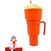 5 Pcs Stadium Tumbler With Snack Bowl, 2 In 1 Travel Cup With Snack Bowl, Cup Snack With Bowl On Top And Straw, Leak Proof Snack Cup And Bowl Combo 32oz Blue, Orange, Pink, Green, Yellow