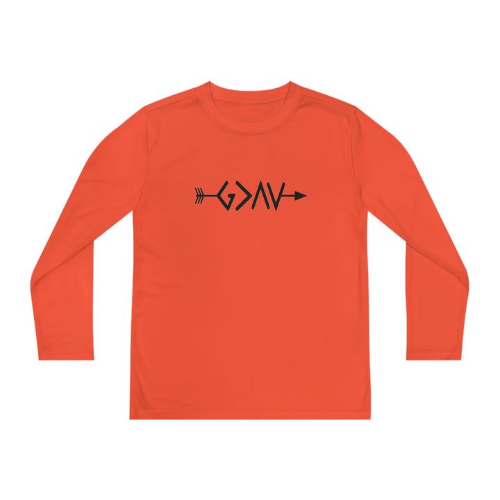 God is Greater Youth Long Sleeve Competitor Tee