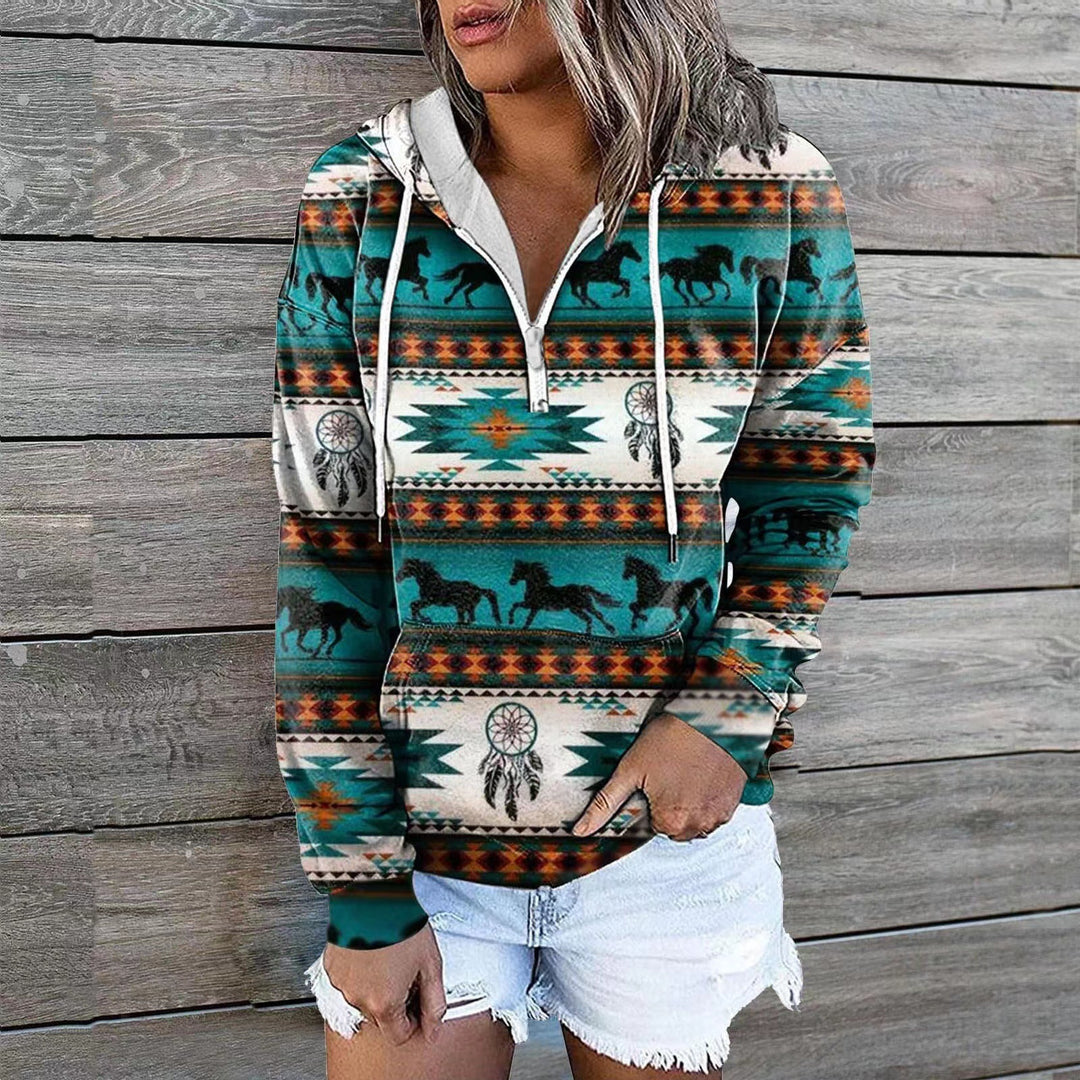 Female Ethnic Tribal Hoodie Coat