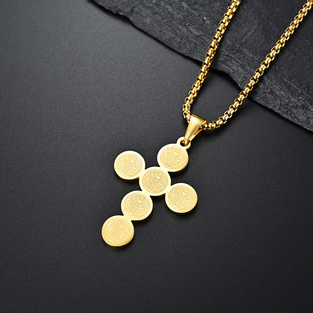 Christian Icon Cross Titanium Steel Pendant