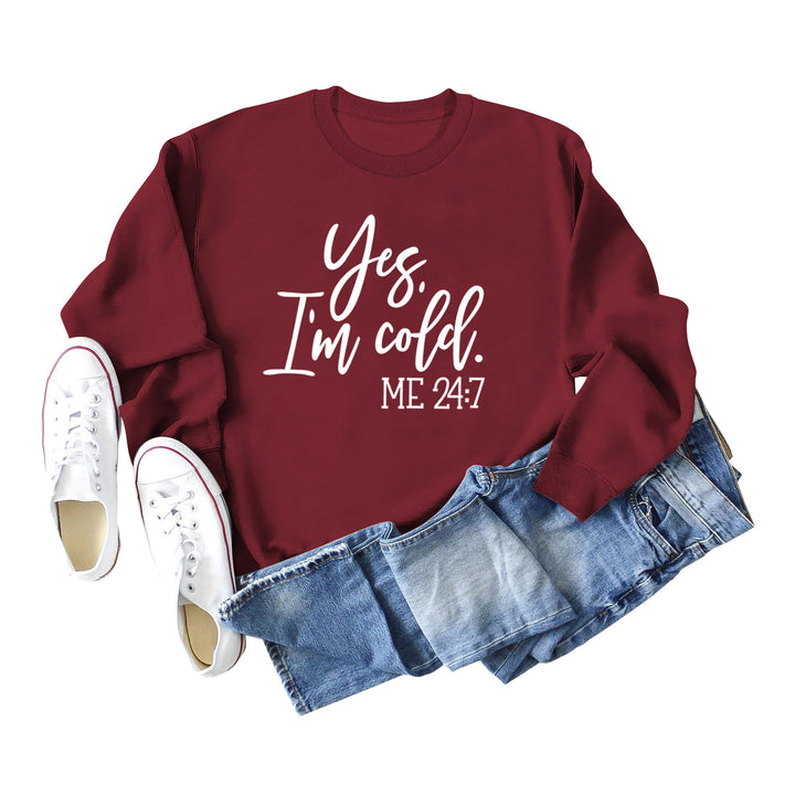 Letter Print Sweatshirt Crew Neck Cotton Women's Retro Fashion