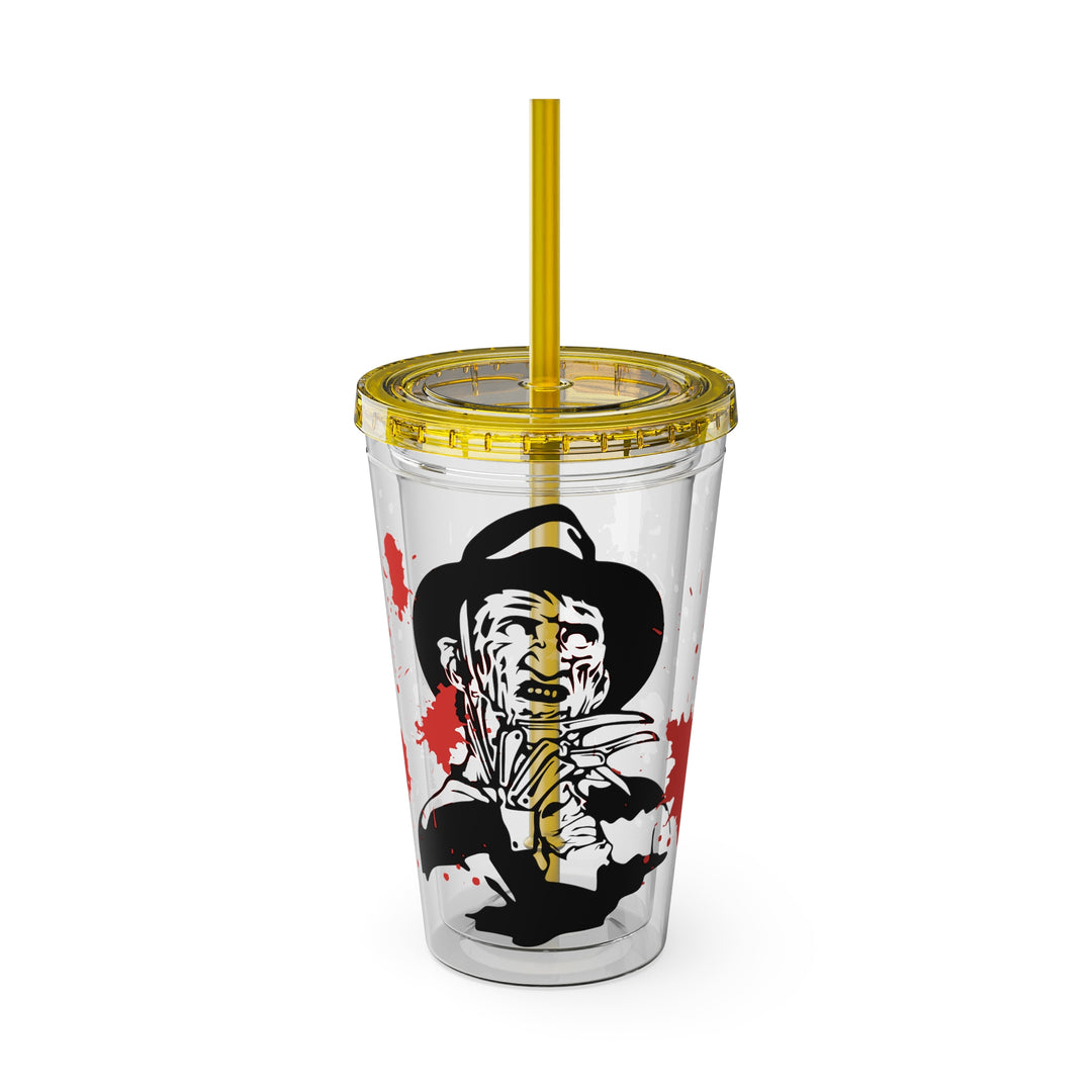 Freddy Halloween=Sunsplash Tumbler with Straw, 16oz