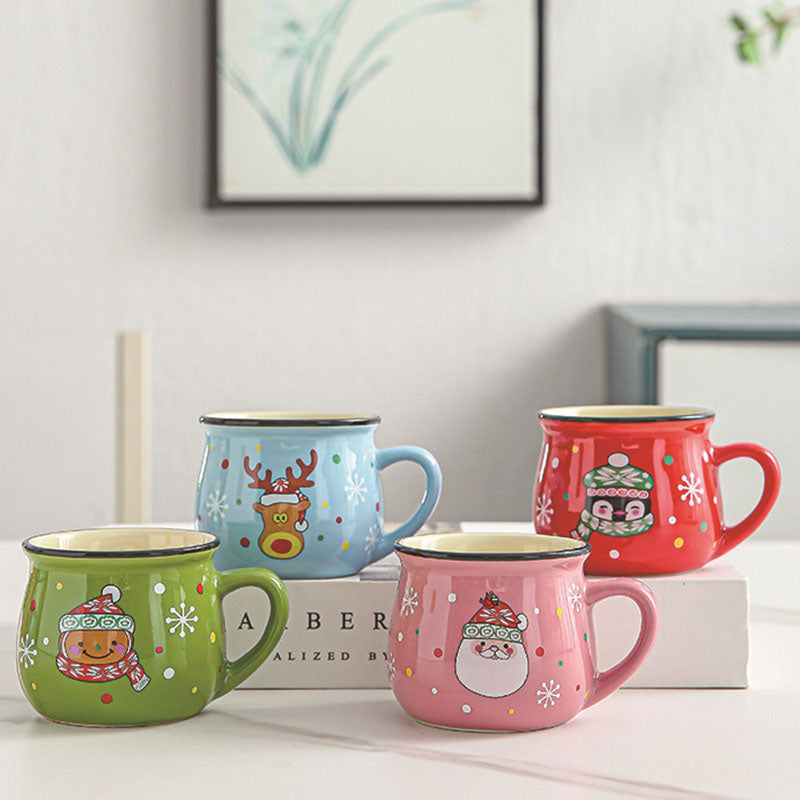 Ceramic Christmas Mousse Cup Cartoon Santa Claus Baking Shop Dessert Cup Coffee And Breakfast Cup Kid's Mug