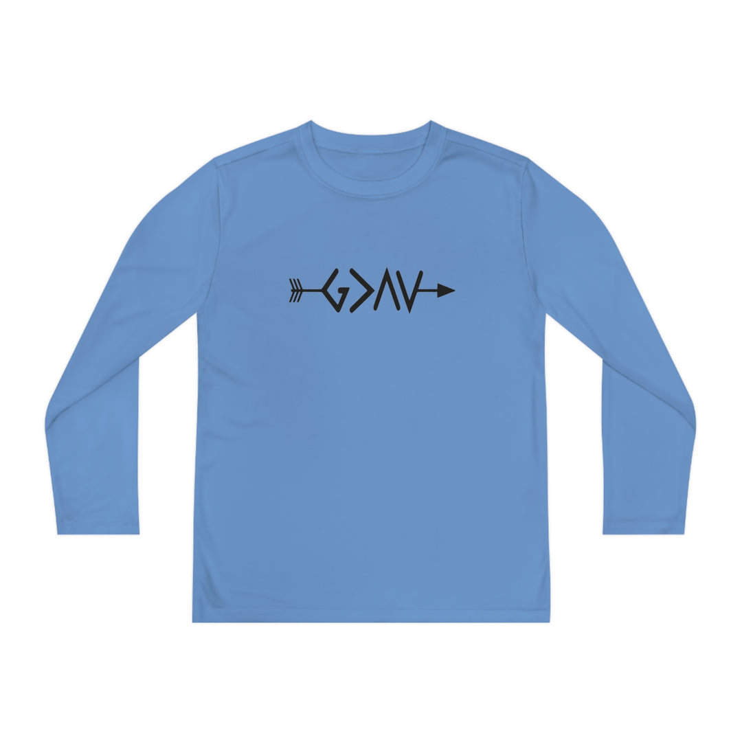 God is Greater Youth Long Sleeve Competitor Tee
