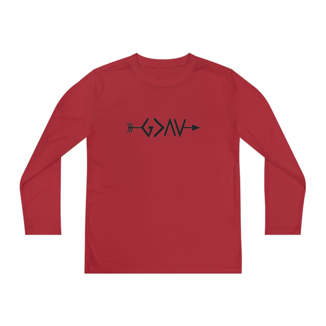 God is Greater Youth Long Sleeve Competitor Tee