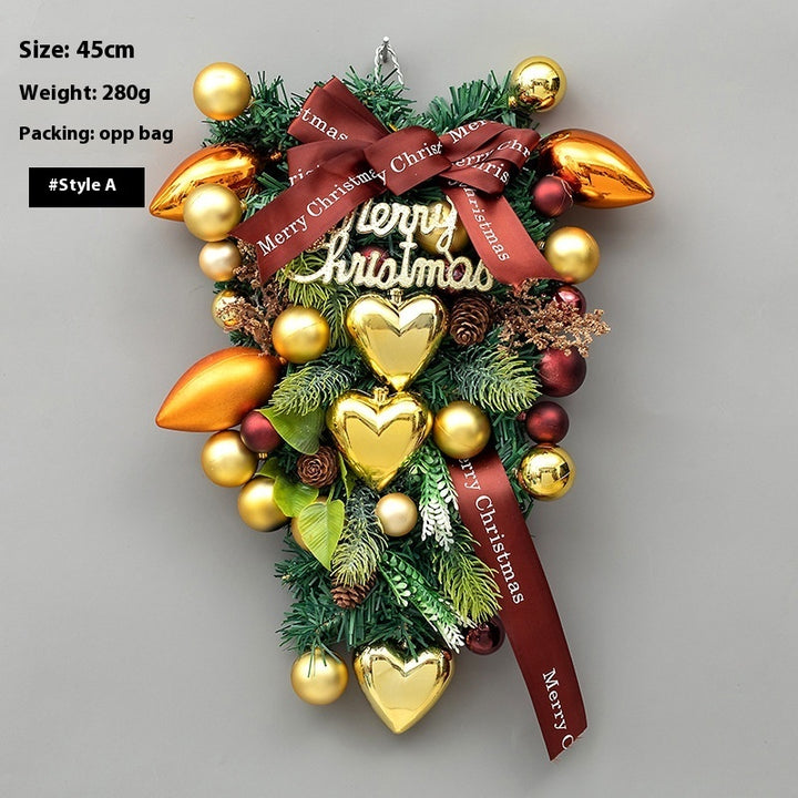 Christmas Decoration Upside Down Christmas Tree Horn Rattan Christmas Wreath