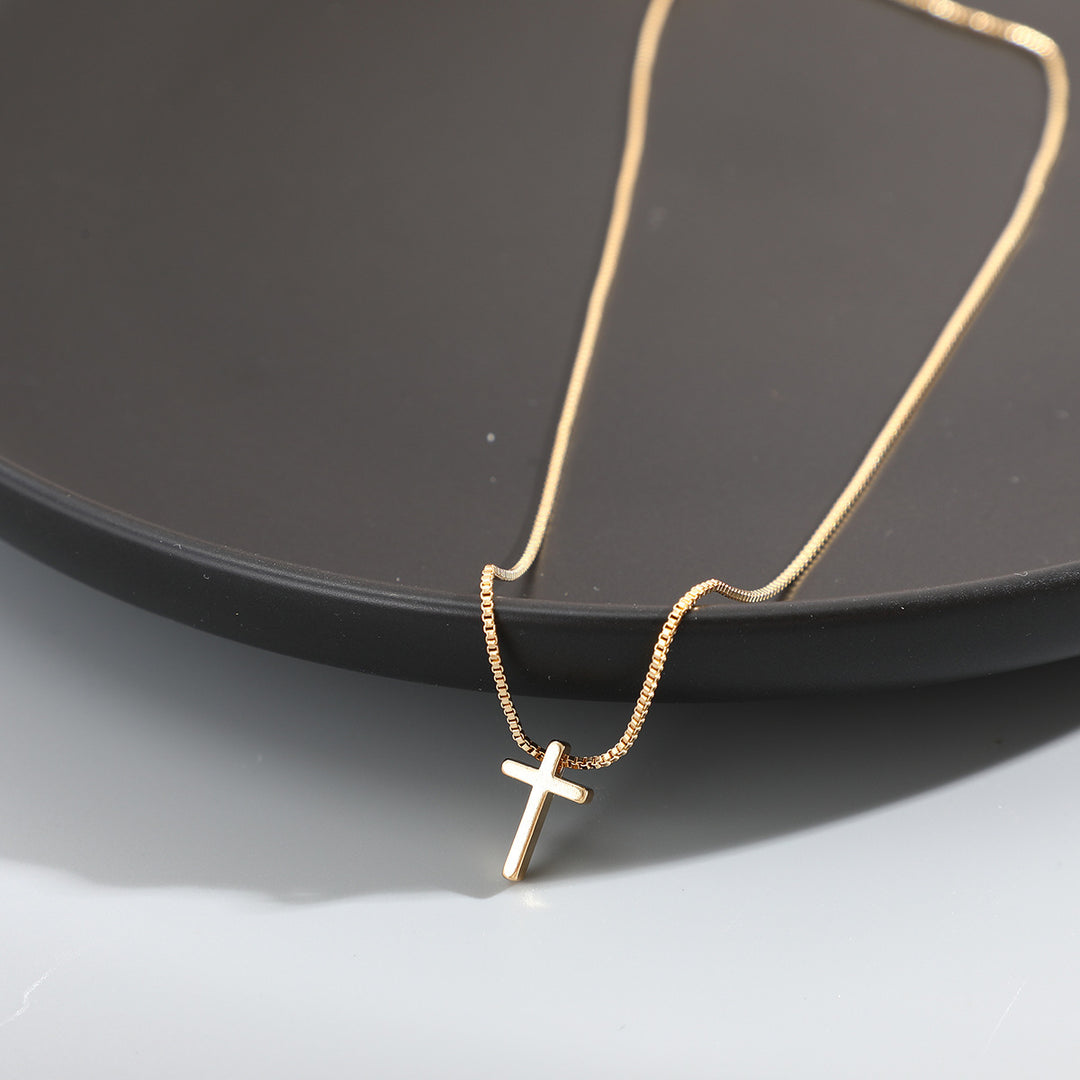 Gold And Silver Christian Cross Necklace, Dainty Choker Gift For Women, Religious Faith Pendant Jewelry