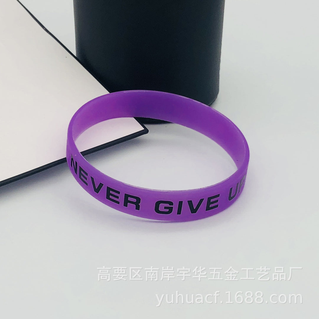 Never Give Up Inspirational Luminous Silicone Bracelet