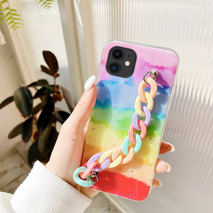 Rainbow Wristband For Mobile Phone Case Macaron Chain Female Soft Case