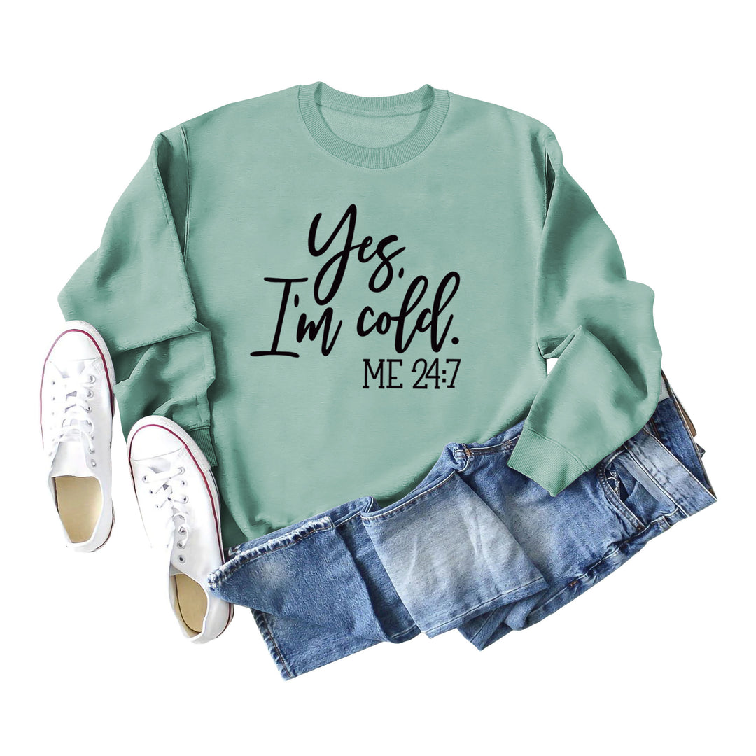 Letter Print Sweatshirt Crew Neck Cotton Women's Retro Fashion