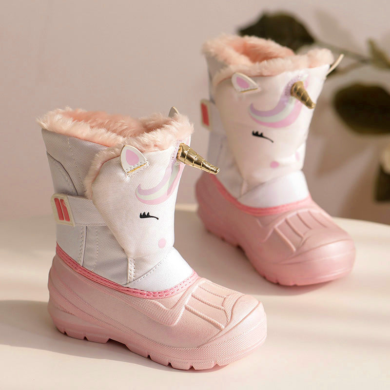 Cartoon Waterproof Non-slip Plus Velvet Men And Women Children's Snow Boots