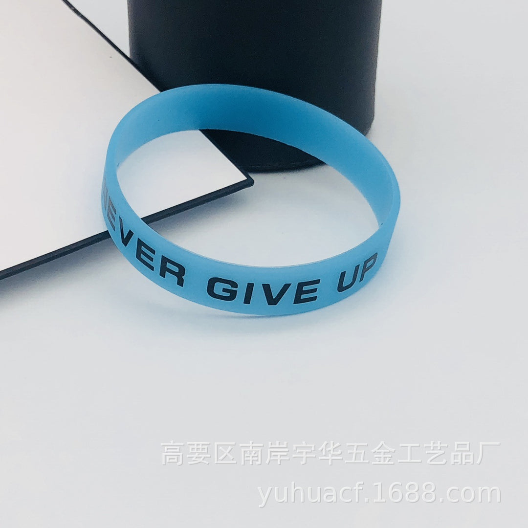Never Give Up Inspirational Luminous Silicone Bracelet
