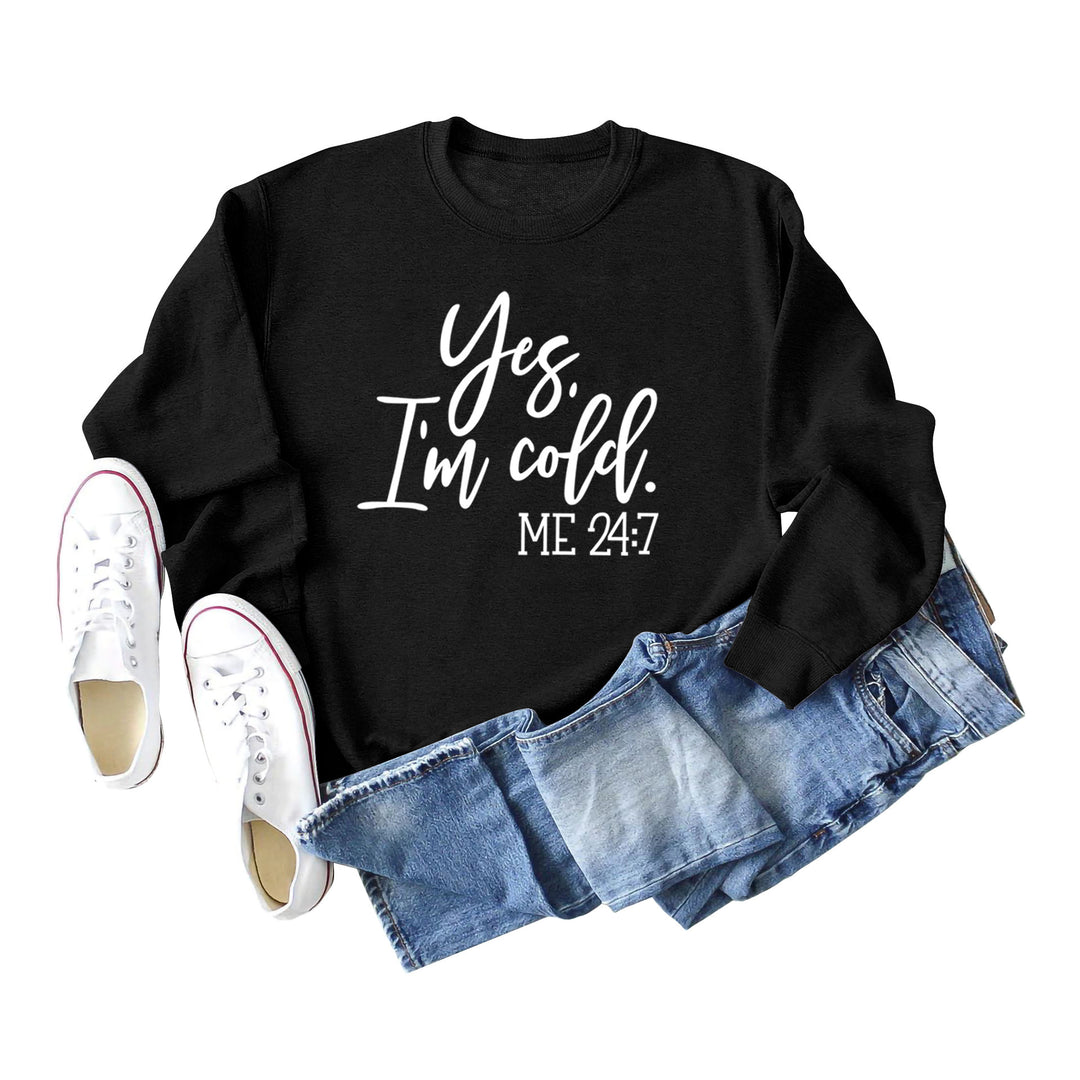 Letter Print Sweatshirt Crew Neck Cotton Women's Retro Fashion