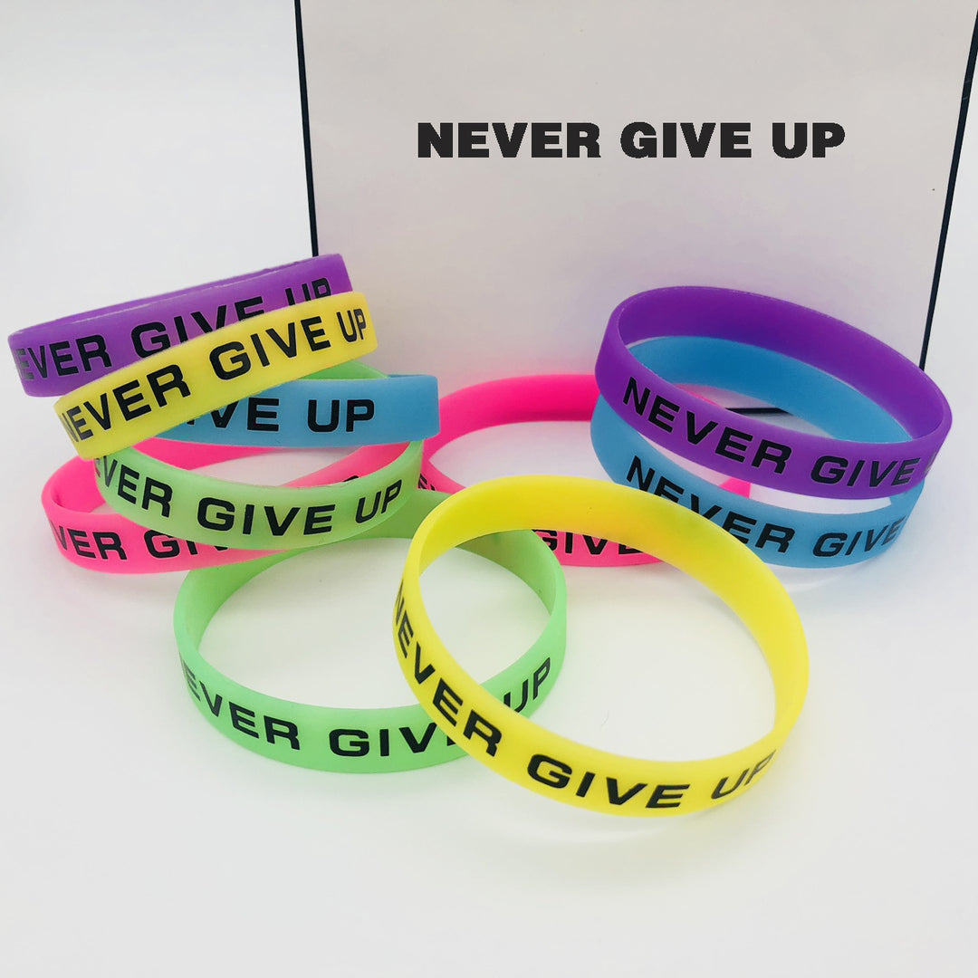 Never Give Up Inspirational Luminous Silicone Bracelet