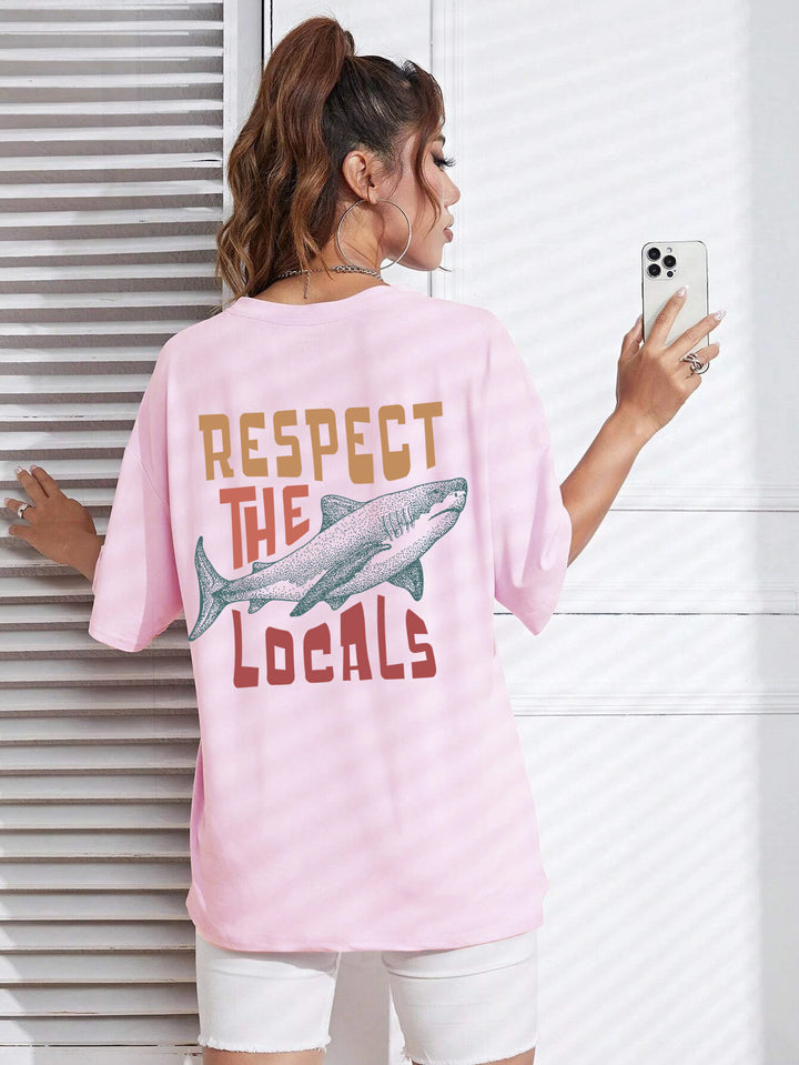 Respect The Locals Shark Tshirts Women Street Hip Hop Clothe