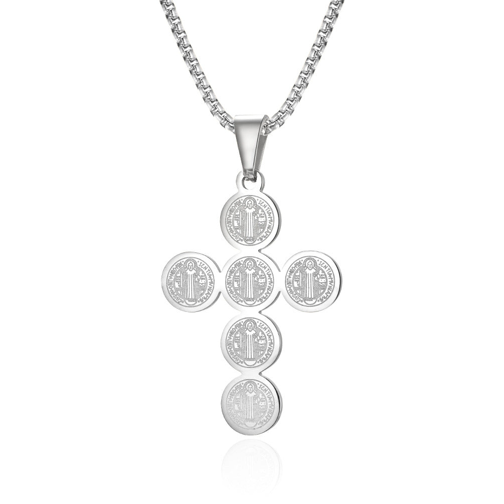 Christian Icon Cross Titanium Steel Pendant