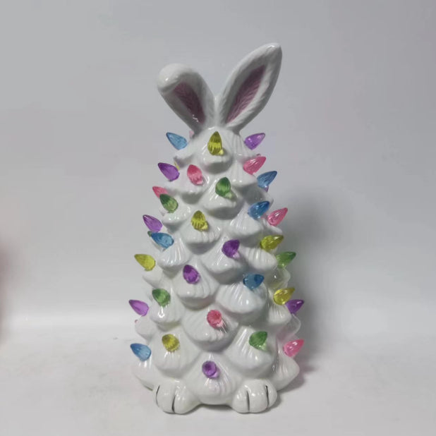 Easter Bunny Shape Ceramic Tree Decorations Spring Easter Bunny Glow Ornaments Easter Bunny Tree