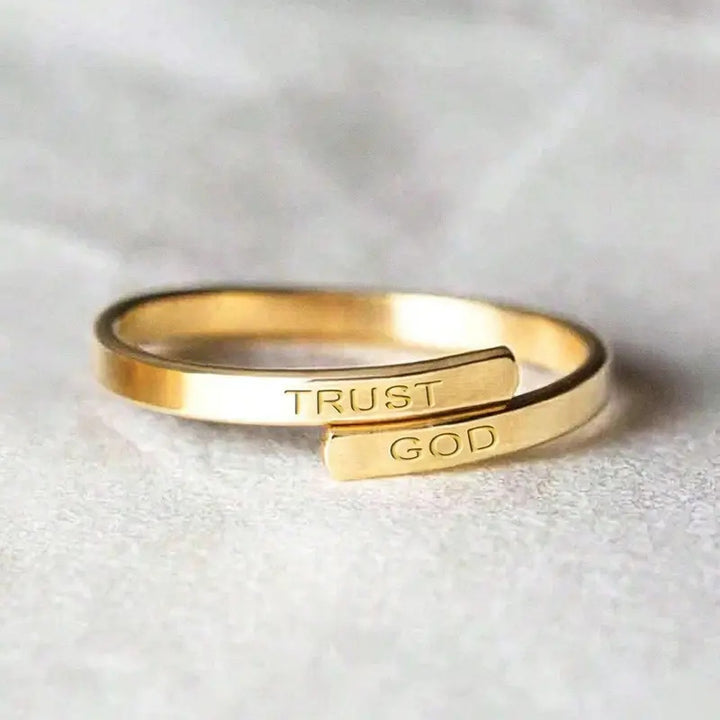 TRUST GOD Engraved Inspirational Stainless Steel Ring
