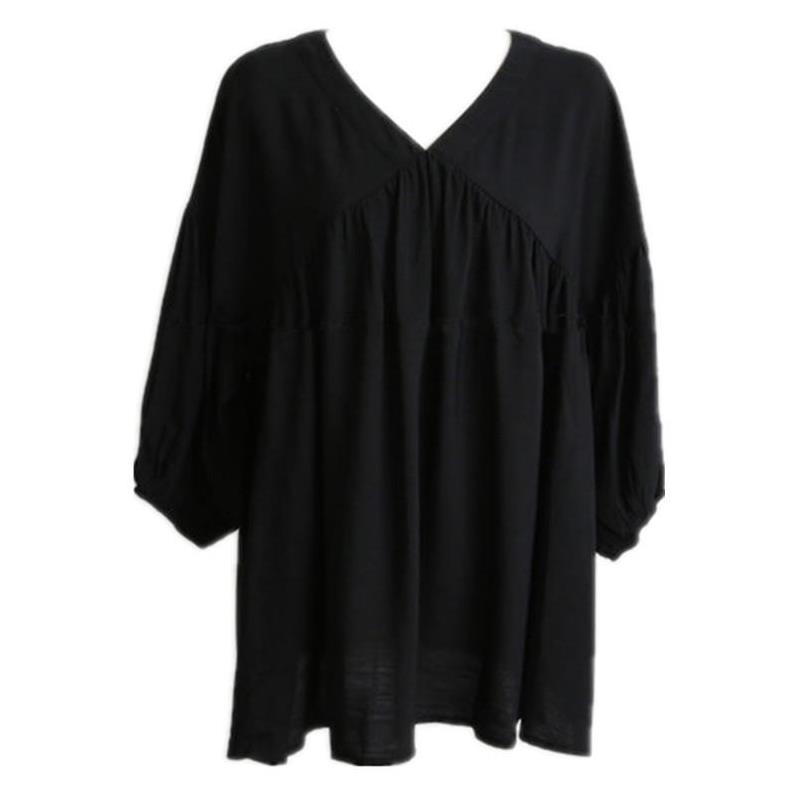 Chiffon Navy Wind Over The Knee Solid Color Cotton Shirt