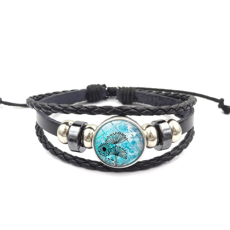 Marine Life Time Stone Bracelet Handmade Multi-layer Woven Leather Ornament