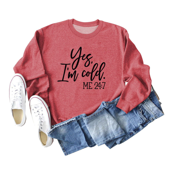 Letter Print Sweatshirt Crew Neck Cotton Women's Retro Fashion