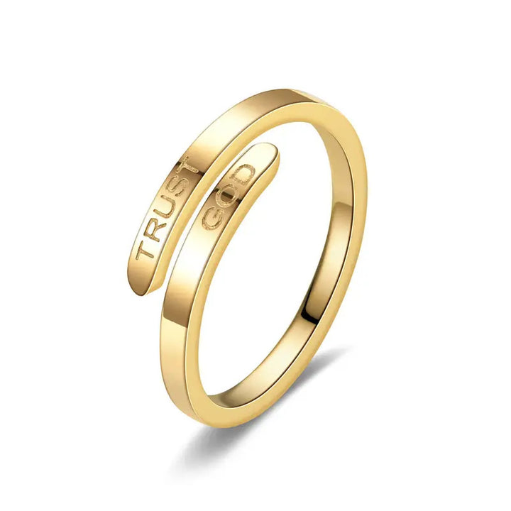 TRUST GOD Engraved Inspirational Stainless Steel Ring