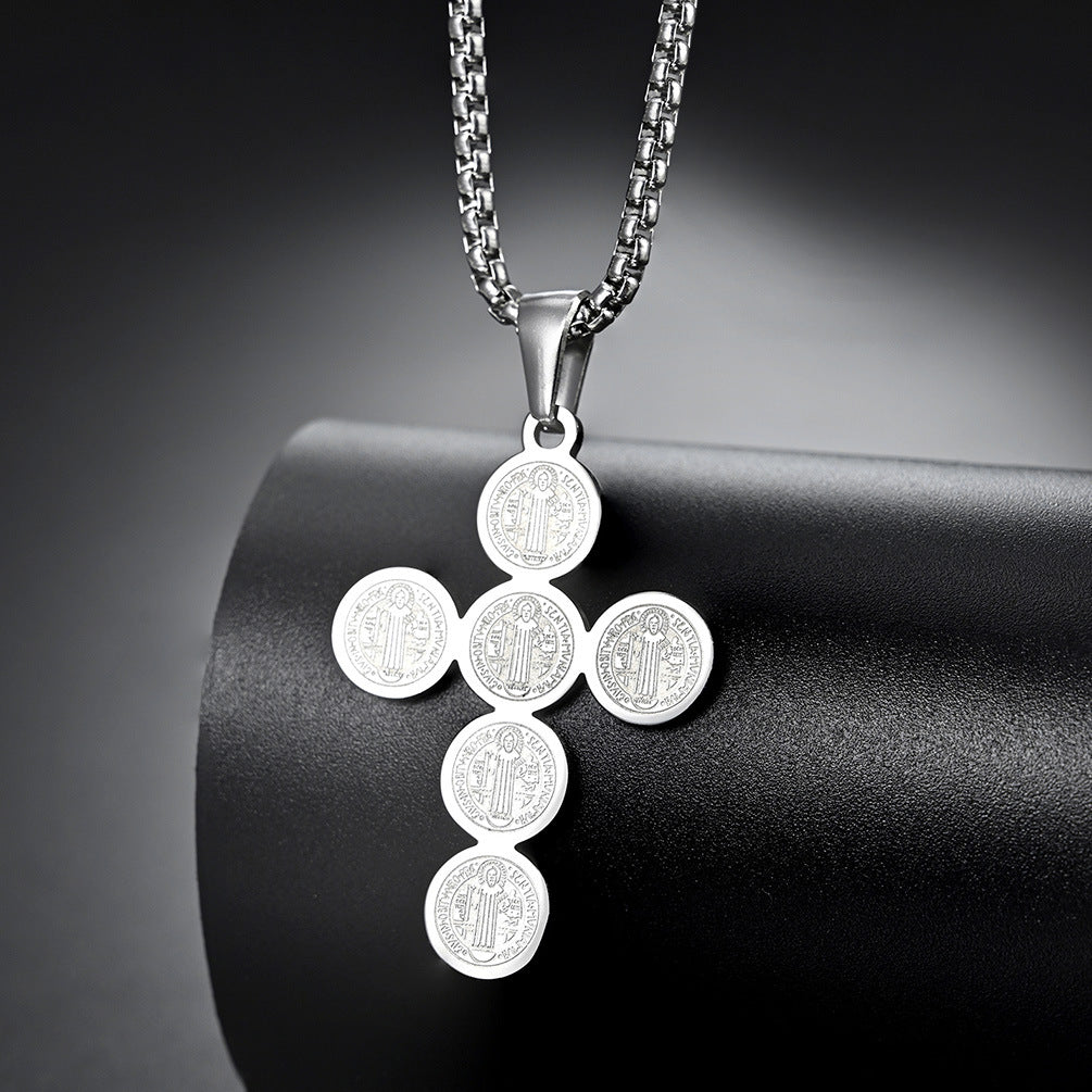 Christian Icon Cross Titanium Steel Pendant