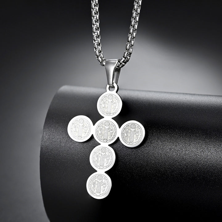 Christian Icon Cross Titanium Steel Pendant