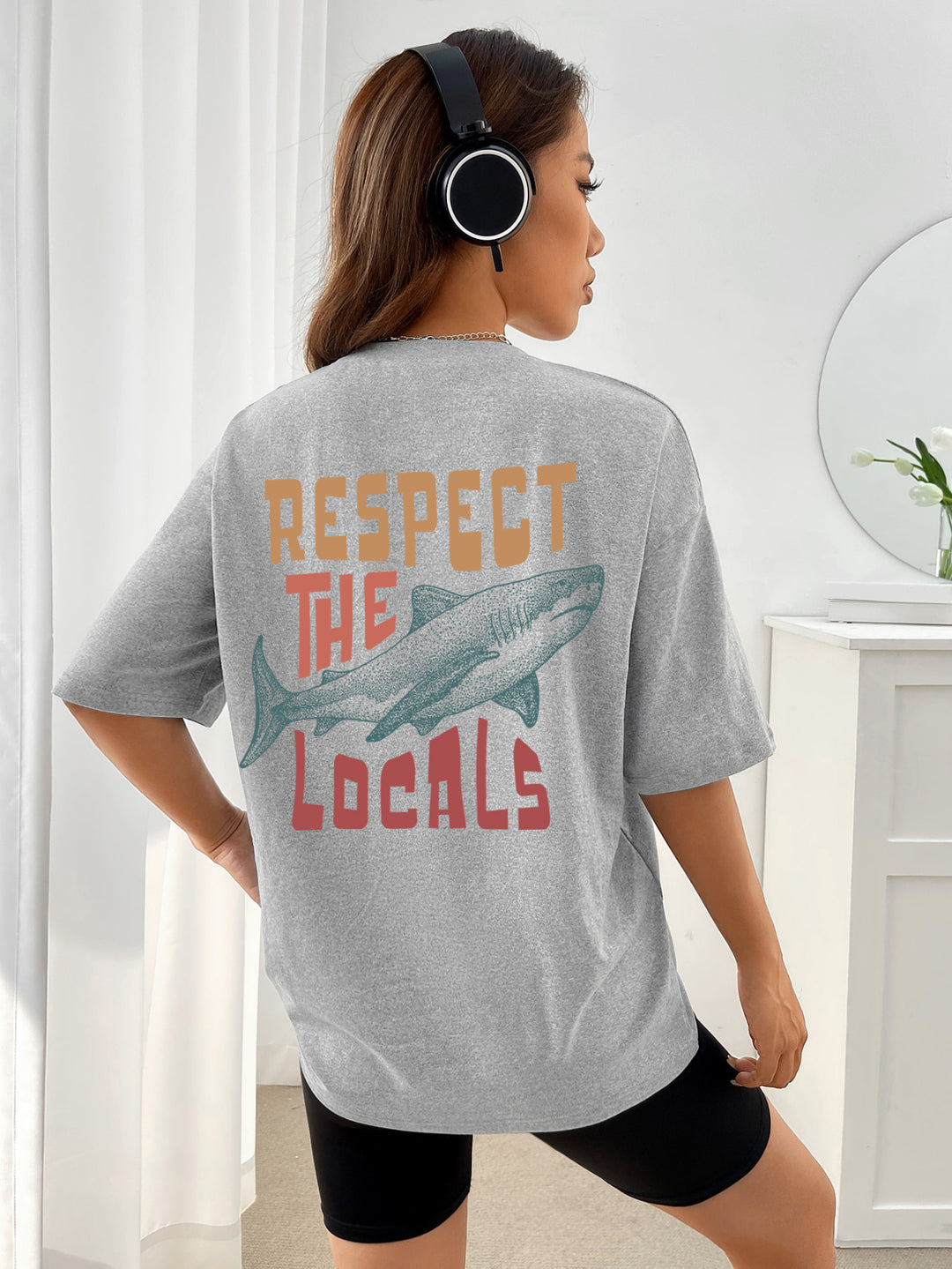 Respect The Locals Shark Tshirts Women Street Hip Hop Clothe