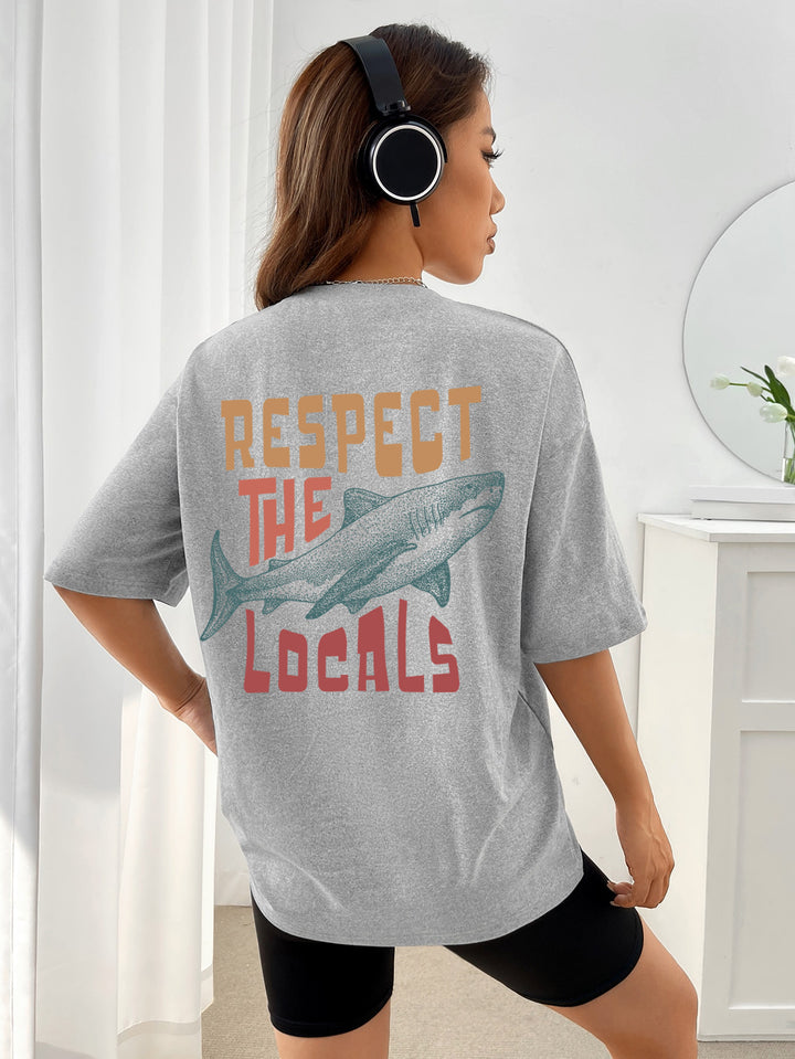 Respect The Locals Shark Tshirts Women Street Hip Hop Clothe