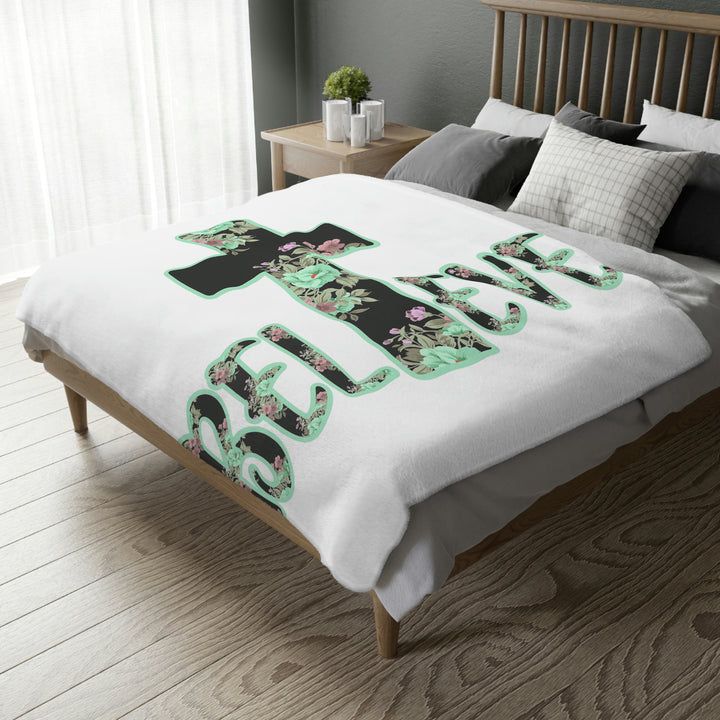 BELIEVE-Velveteen Minky Blanket (Two-sided print)
