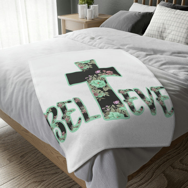 BELIEVE-Velveteen Minky Blanket (Two-sided print)