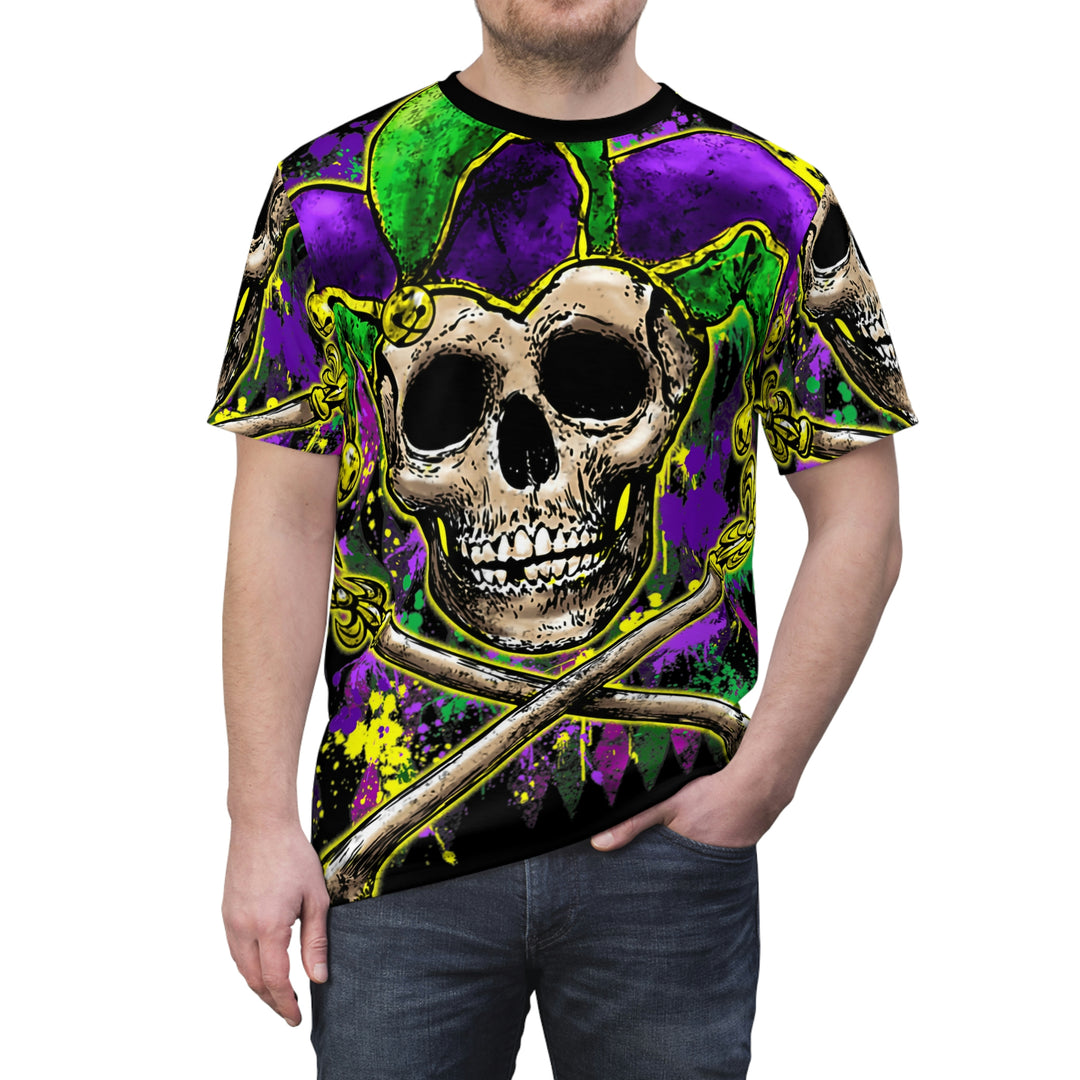 SKULL-MARDI-GRAS-Unisex AOP Cut & Sew Tee