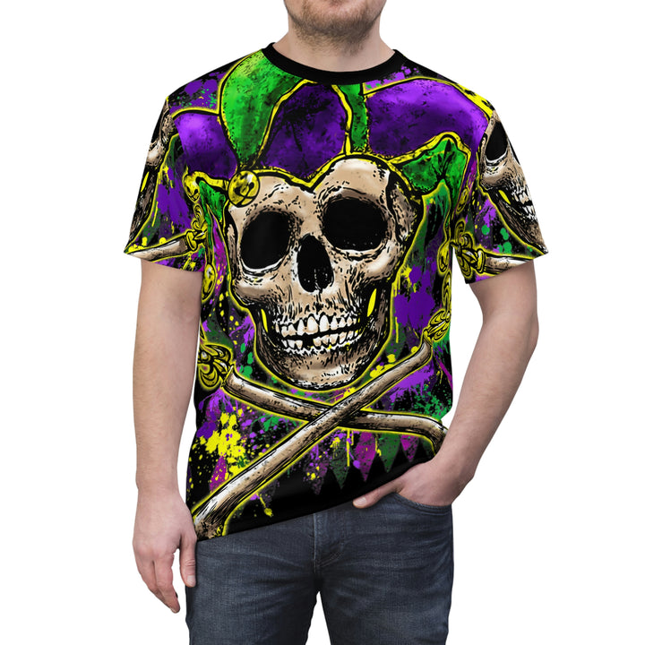 SKULL-MARDI-GRAS-Unisex AOP Cut & Sew Tee