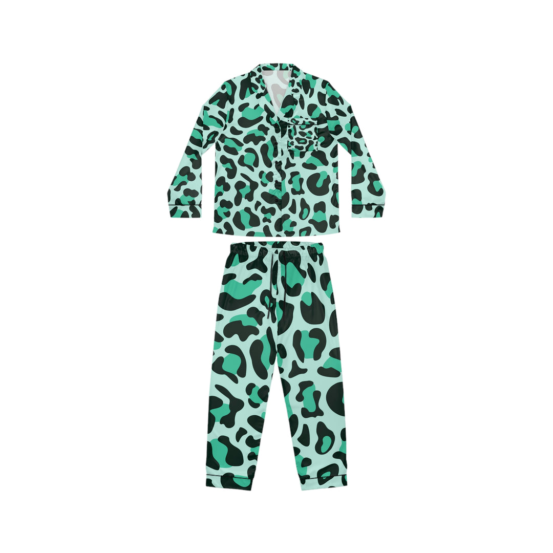 GREEN LEOPARD-Women's Satin Pajamas (AOP)