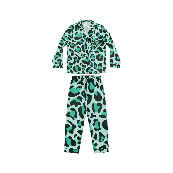 GREEN LEOPARD-Women's Satin Pajamas (AOP)