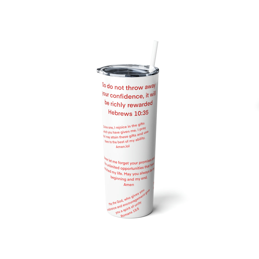 PRAYER-Skinny Steel Tumbler with Straw, 20oz