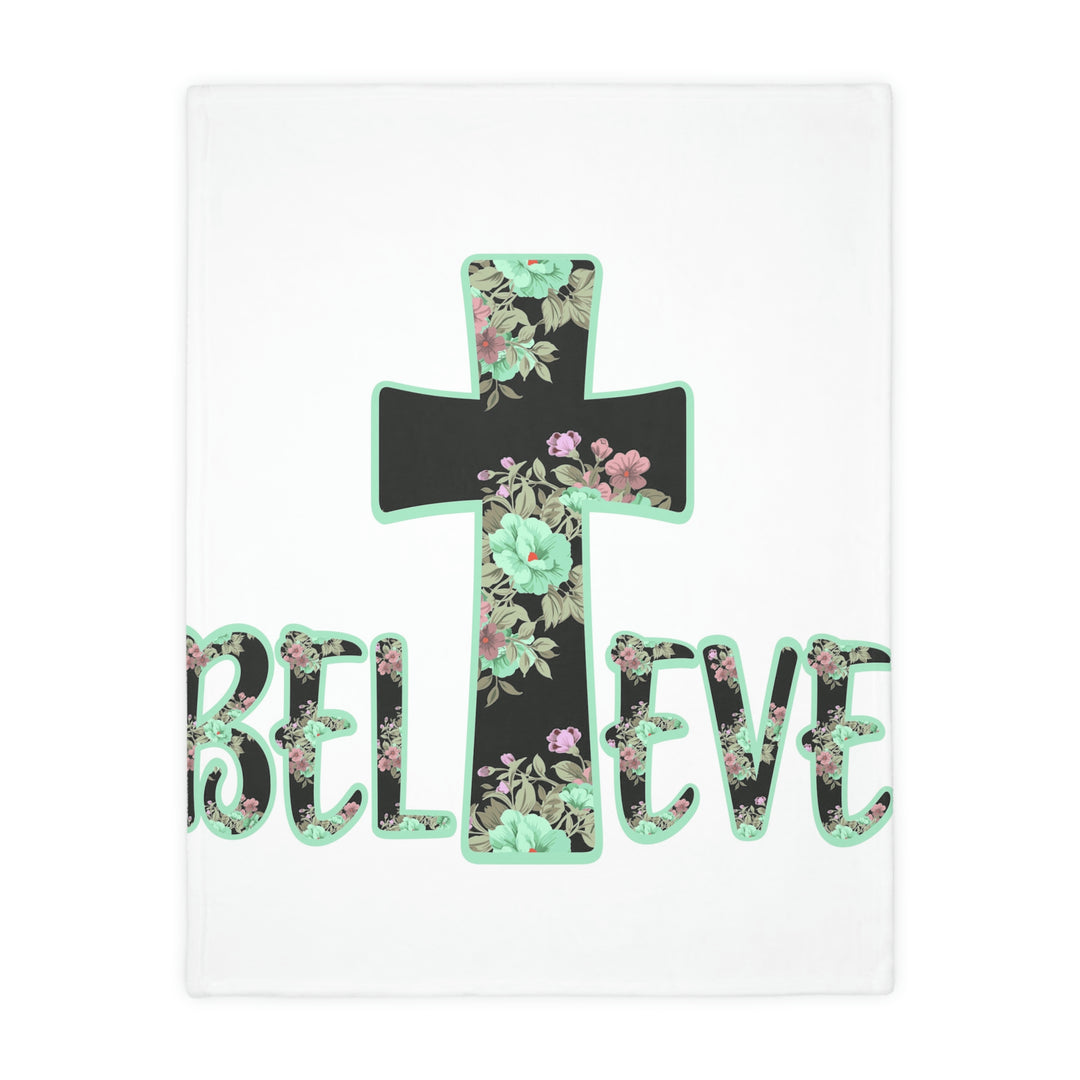 BELIEVE-Velveteen Minky Blanket (Two-sided print)