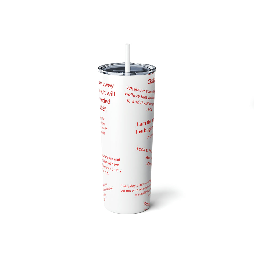 PRAYER-Skinny Steel Tumbler with Straw, 20oz