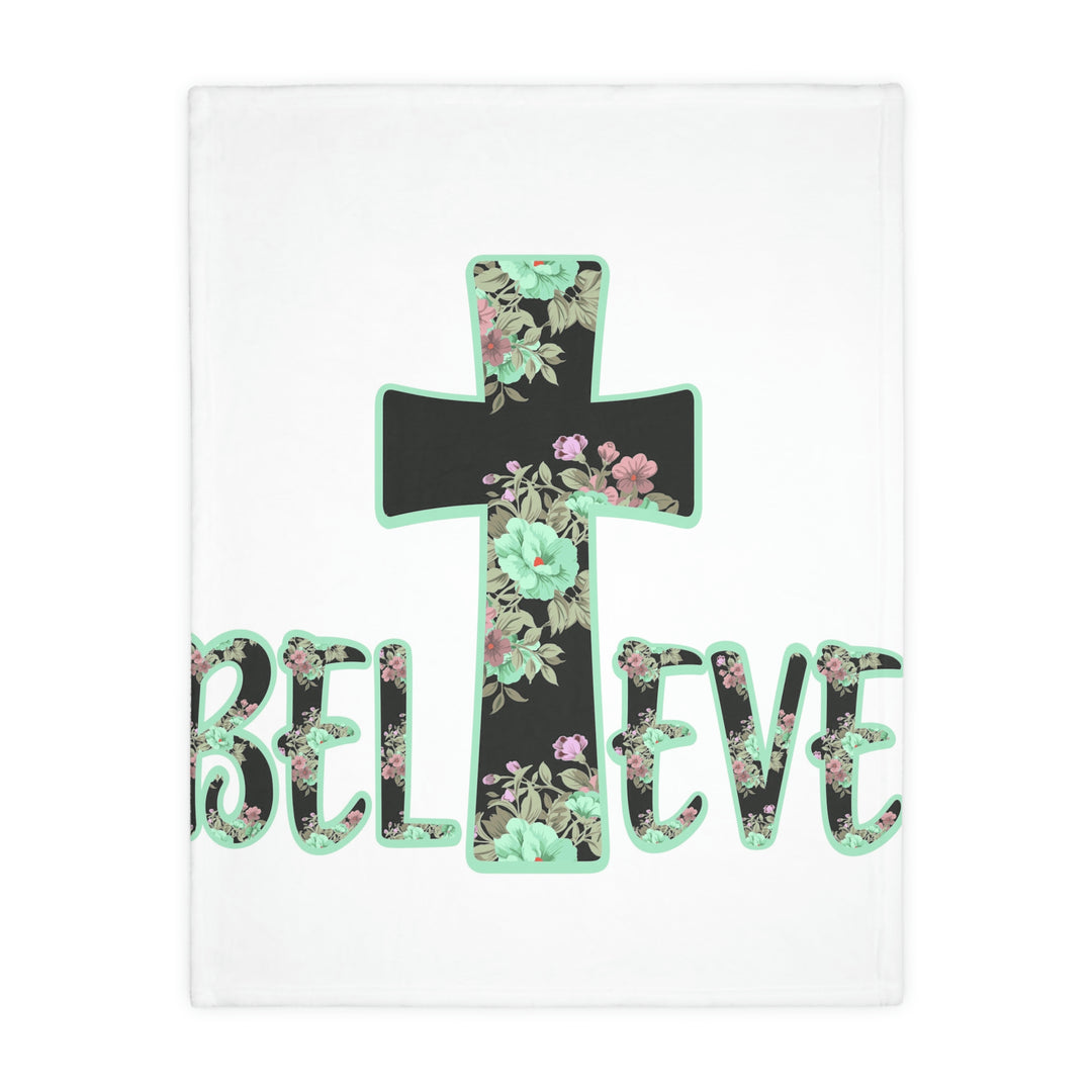BELIEVE-Velveteen Minky Blanket (Two-sided print)
