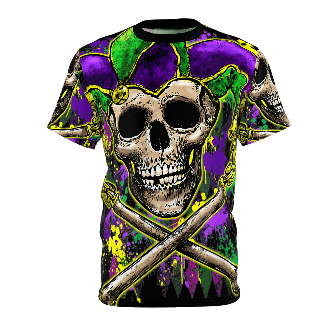 SKULL-MARDI-GRAS-Unisex AOP Cut & Sew Tee