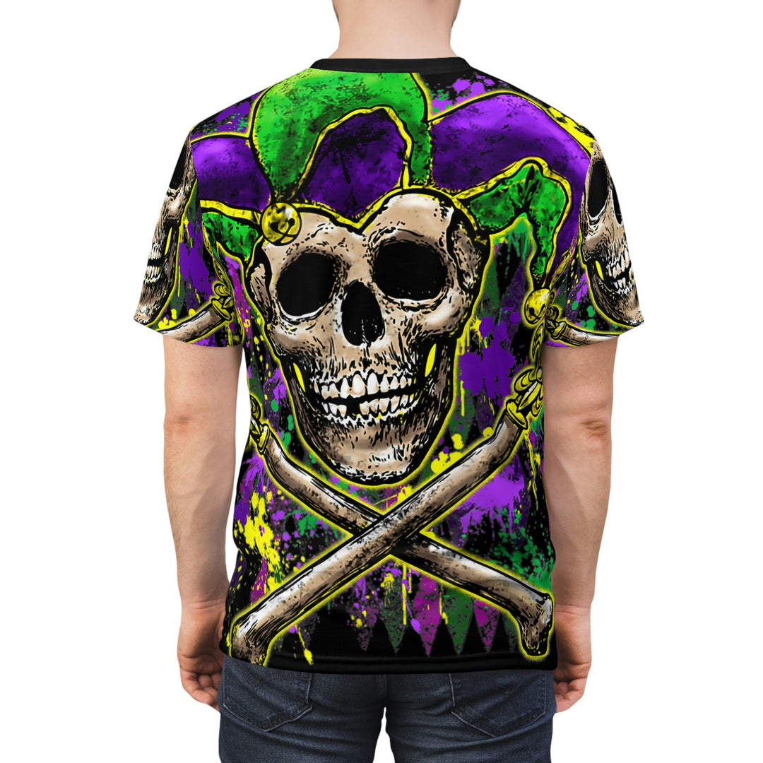 SKULL-MARDI-GRAS-Unisex AOP Cut & Sew Tee
