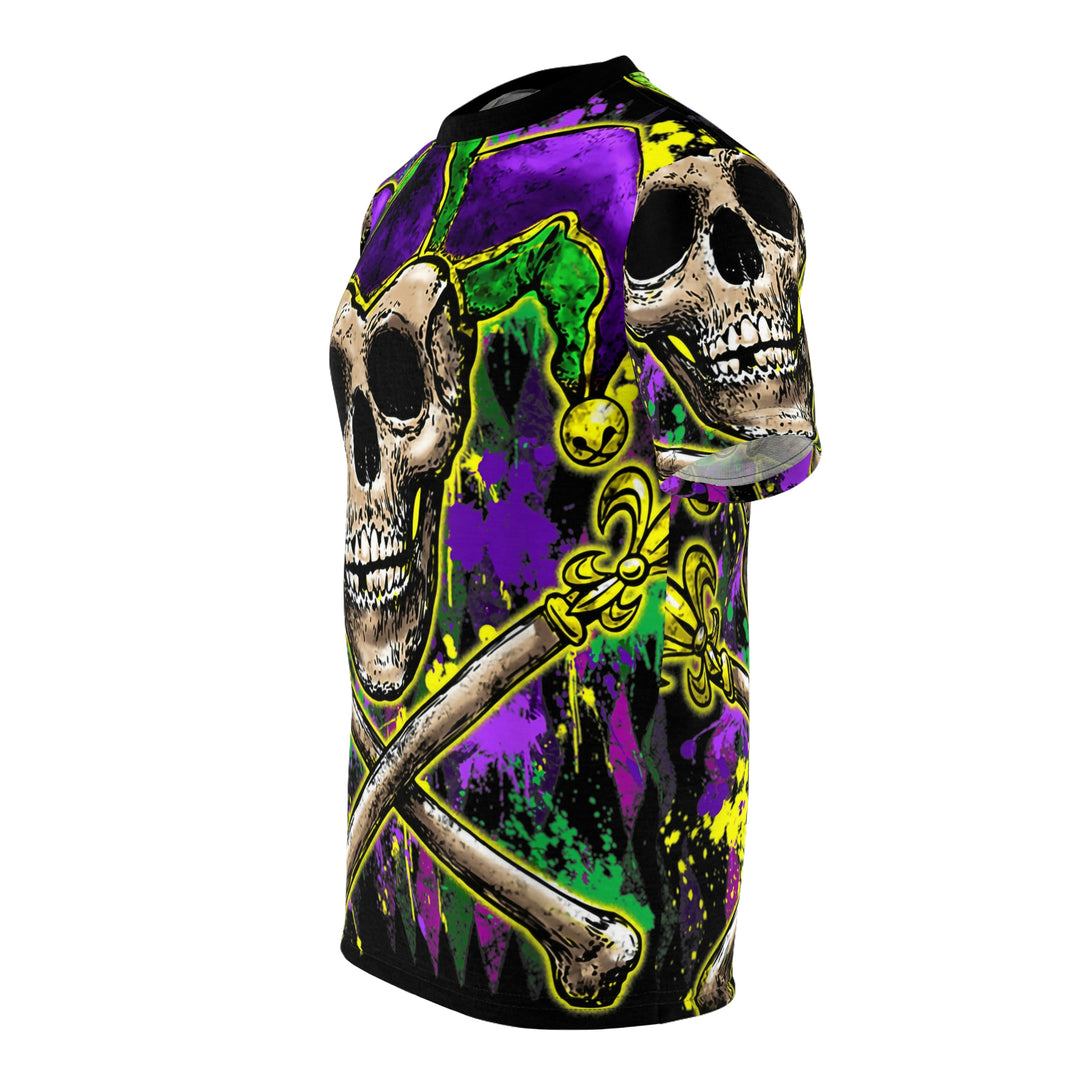 SKULL-MARDI-GRAS-Unisex AOP Cut & Sew Tee