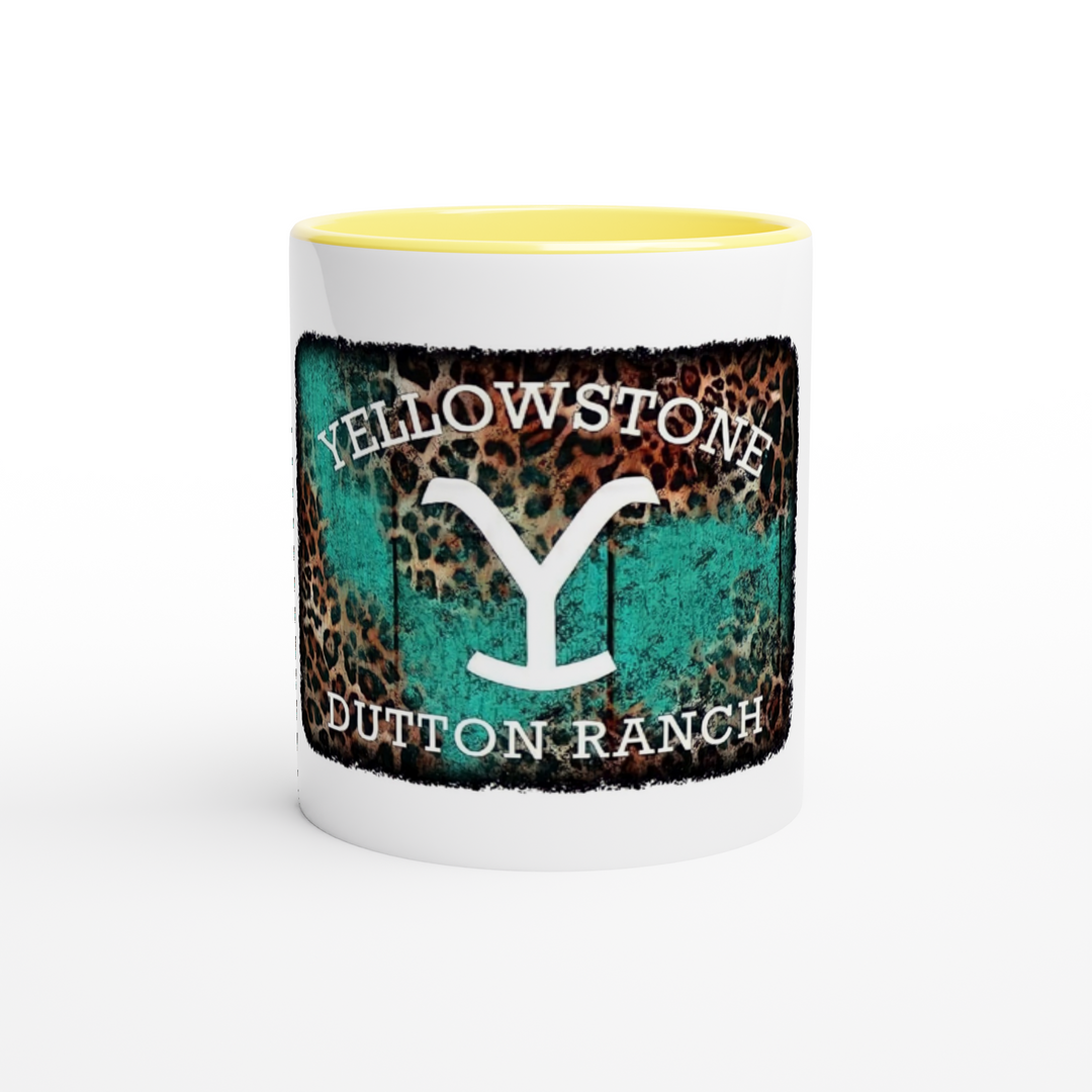 Yellow Stone White 11oz Ceramic Mug with Color Inside