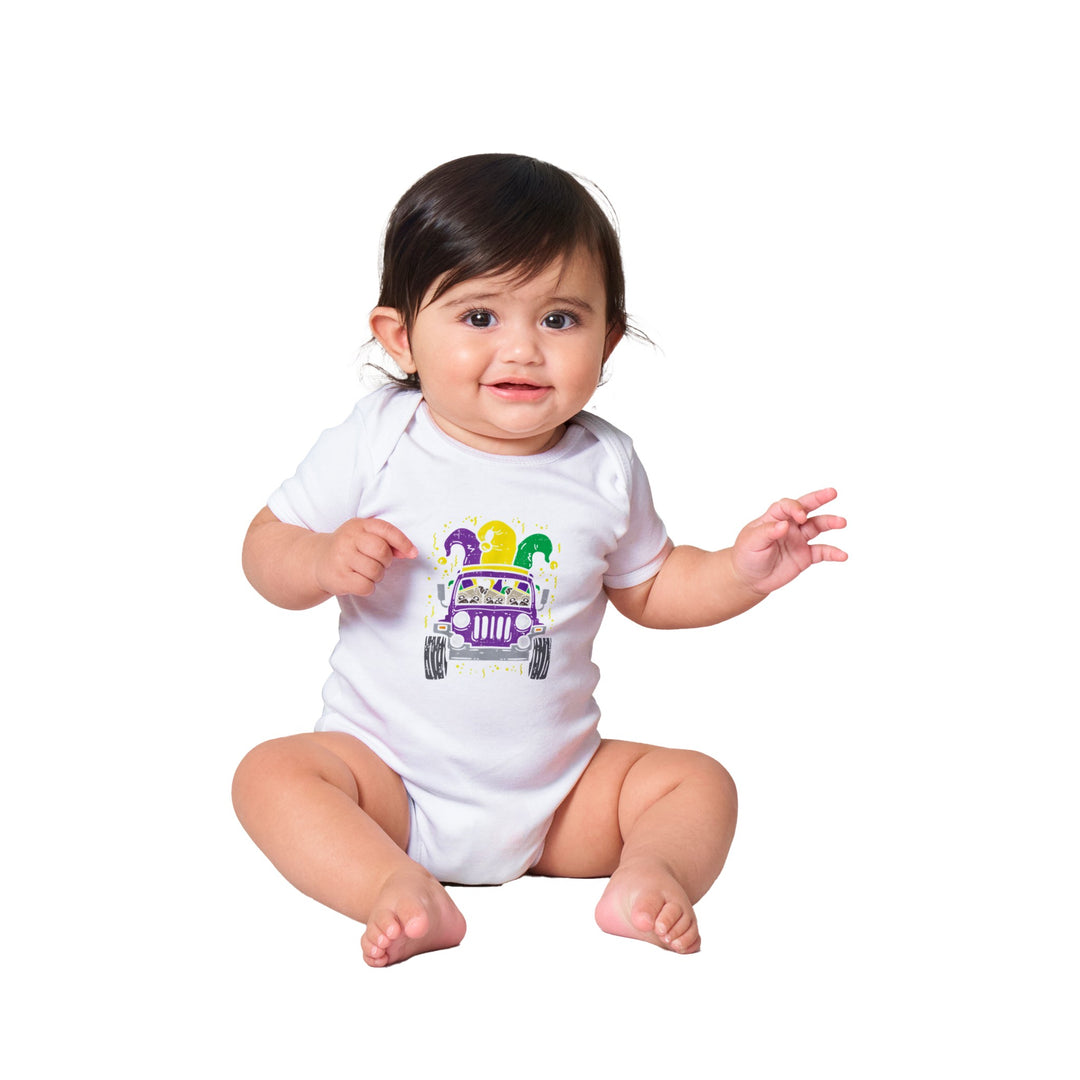 TRUCK-MARDI GRAS-Classic Baby Short Sleeve Bodysuit