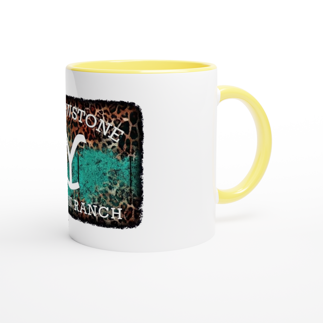 Yellow Stone White 11oz Ceramic Mug with Color Inside